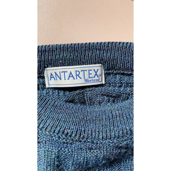 💙 Antartex Weekend Vintage Blue Knit Sweater Women’s (Menswear-Inspired L) - Picture 2 of 5